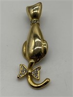 Fine Gold Tone Articulated Kitty Cat Pin