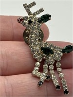 Antique Articulated Rhinestone Reindeer Pin