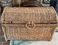 Wicker chest with contents