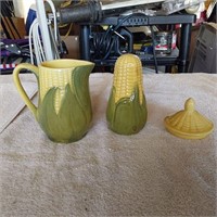 Shawnee corn king sm pitcher, lid & shaker