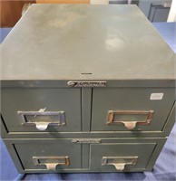 Double stacked 2 drawer metal index files