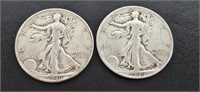 2 Each 1946 Walking Libertys (90% Silver)