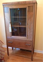 Art Deco China cabinet with inlays. Approx 34