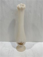 Frosted Fenton hand-painted Bud vase 11 inches