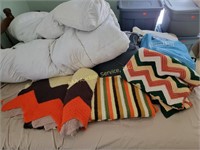 Down mattress pad, afghans,  aerobed , massage