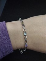 Sterling Silver & Multi Colored Gemstone Bracelet