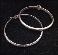 Two Sterling Silver Bangle Style Bracelets