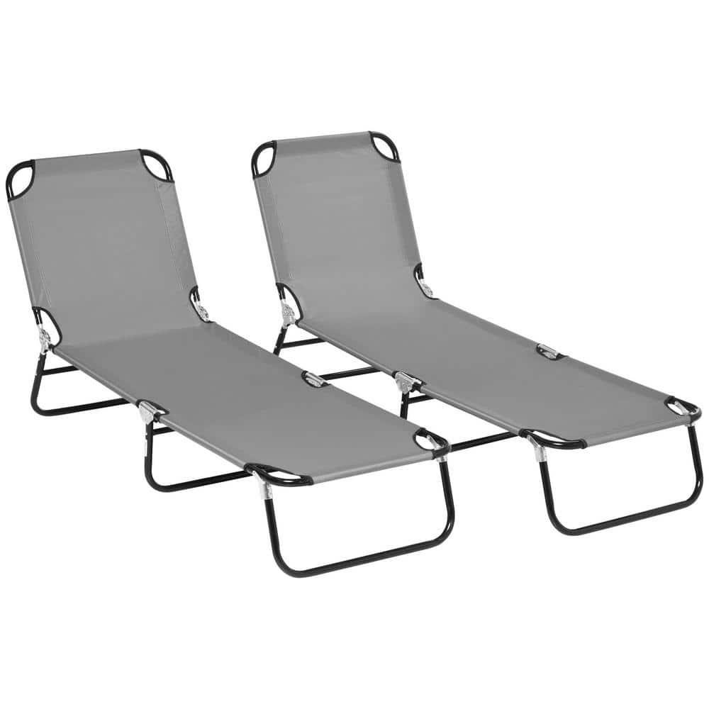 $104  Outsunny Dark Gray 2-Pc Metal Folding Chaise