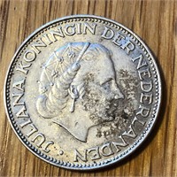 1962 Netherlands Silver 2 1/2 Gulden Coin