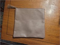 Leather Zipper Bag, 8" x 8", Gray