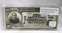 Series 1902 $10 National Currency FNB Lancaster