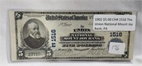 Series 1902 $5 National Currency Union National