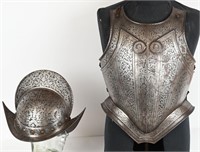 ENGLISH MORION HELMET AND BREASTPLATE ARMOR