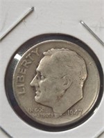Silver 1947 Roosevelt dime