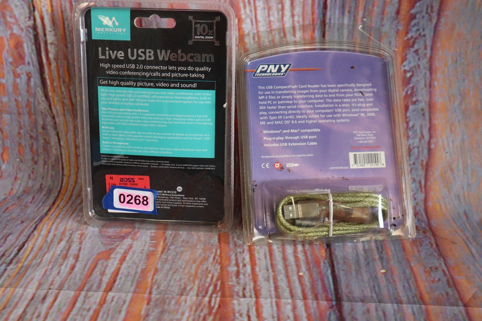Merkury WebCam and USB Card Reader Both New