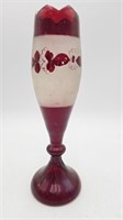 Vintage Flash Ruby Cranberry Glass Frosted Vase