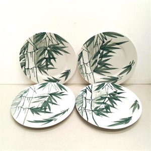 Four bamboo plates 8" Lynns Stoneware