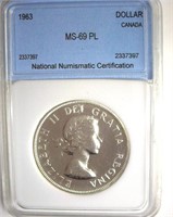 1963 Dollar NNC MS69 PL Canada