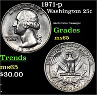 1971-p Washington Quarter 25c Grades GEM Unc