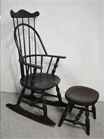 Ladies Windsor Rocking Chair With Comb & Stool