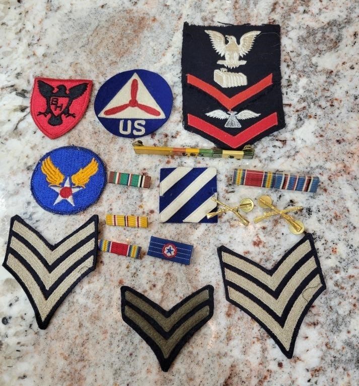 COLLECTION OF MILITARY PATCHES AND RIBBONS