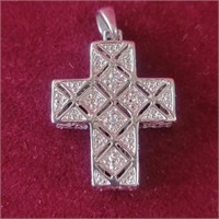 .925 Silver Cross with Diamond Chips 0.17ozTW