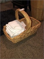 Basket ~ Towels + 2 Gray Rugs