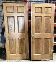 2 - Solid Oak 6 Panel Interior Doors