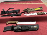 Camillus knife and 2 hunting knives