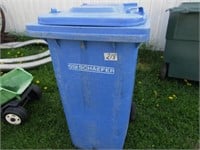 Blue garbage can