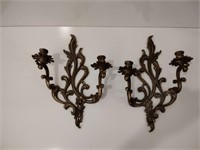 Antique Ornate Cast Brass Wall Sconces
