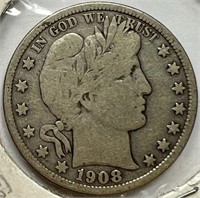 1908-D Silver Barber Half Dollar