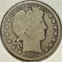 1905-O Silver Barber Half Dollar