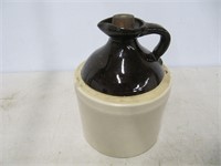 2 TONE POTTERY JUG & WOODEN STOPPER