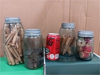 Ball Mason jars with contents. Coke can for