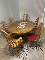 Claw Foot, Engraved Oak Dining Table & Chairs