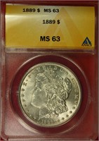 1889 Morgan Dollar ANACS MS63