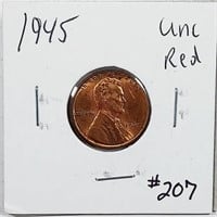 1945  Lincoln Cent   Unc Red