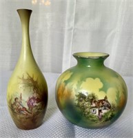 2 Small Porcelain Vases incl RS Prussia Cottage
