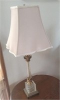 32" TALL BRASS AND CRYSTAL LAMP