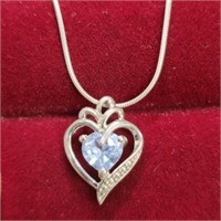 $160 Silver Blue Topaz 18" Necklace