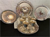 12 pcs Silver Plate - Trays, Goblets, S & P