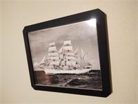 Vintage framed ship image