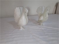 2 real marble carved doves