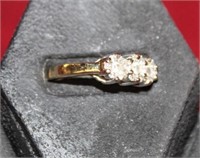 14kt yellow gold 3 Floral Cluster .50ct Diamond