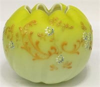 Enamel Decorated Satin Glass Bowl
