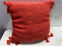Red throw pillow