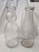 Lot of 2 vintage glass bottles