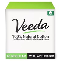 Veeda Natural All-Cotton Tampons, Regular, Compact