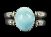 Sterling silver bezel set convertible larimar to